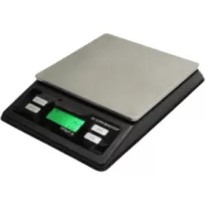 Portable, accurate digital scale with large display and 0.1g resolution. Measures up to 220g and includes power adapter.