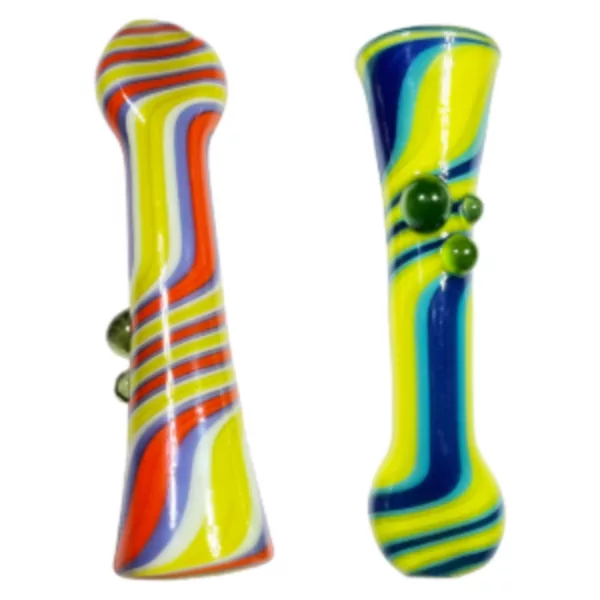 Jem Glass offers two unique glass pipes with swirling designs and different-sized bubbles.