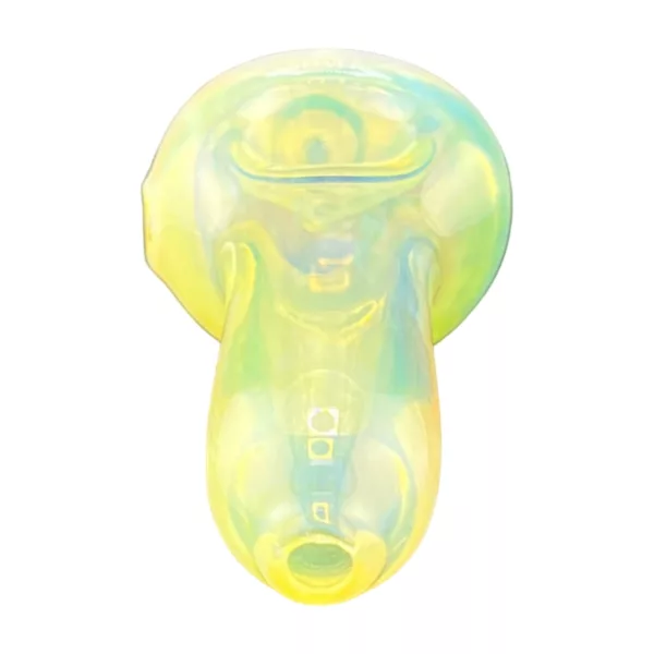 sleek and modern clear plastic pipe with a yellow and blue hue. It has a smooth, cylindrical shape and a small, round base. The tip is slightly curved and made of the same material as the rest of the pipe.