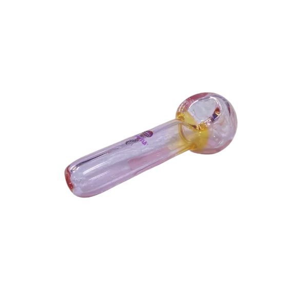 Vibrant pink & purple swirl glass pipe/bong in the shape of a jellyfish. High-quality image.