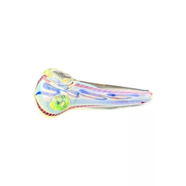 Colorful swirl cone glass pipe with smoking and airflow holes.