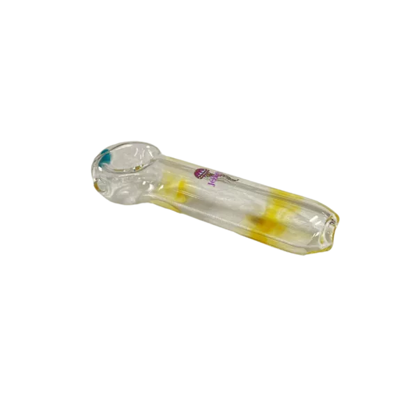 Jellyfish glass pipe with clear bowl and curved design. Perfect for smoking.