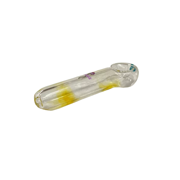 Unique, eye-catching jellyfish-shaped glass pipe with colorful, handcrafted glass pieces attached to the stem.