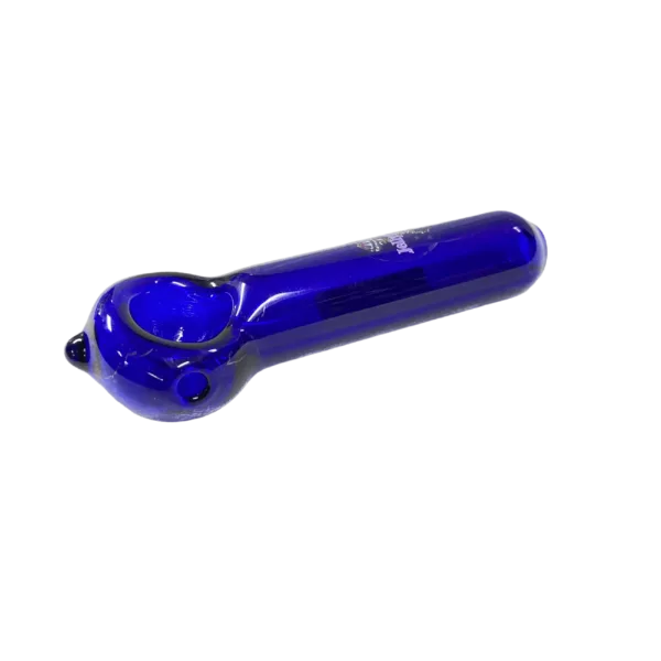 Clear glass waterpipe with acrylic mouthpiece, oval shape and flat bottom. No patterns or designs. Secure and comfortable fit. Adult-sized.