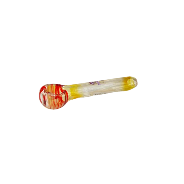 A simple, cheap, glass jellyfish-shaped pipe for smoking tobacco or other substances. Bright and vibrant colors make it an eye-catching object.