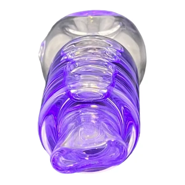 Stylish glass pipe with blue, purple, and pink swirl design. Perfect for on-the-go smoking.