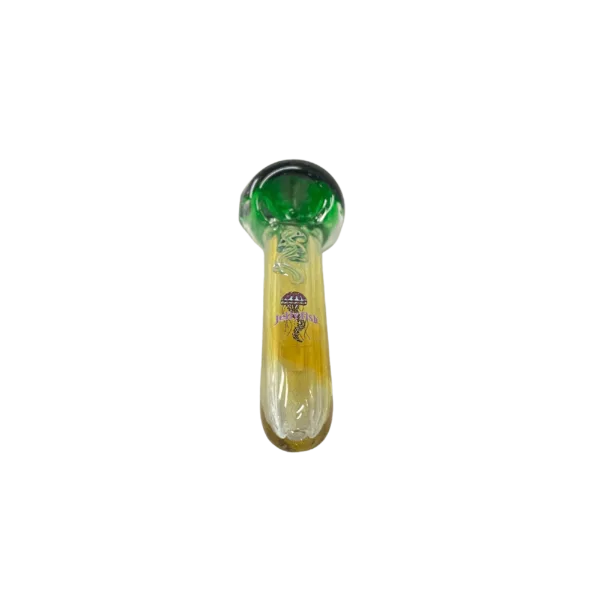 Vibrant orange jellyfish-like liquid in a curved glass dome - Groovy Latty Pop.