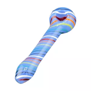 Abstract, swirling tube-shaped object in rainbow colors.