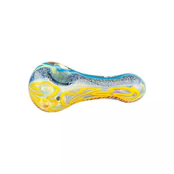 Handcrafted wooden and glass Nova Pipe with vibrant sea wave design. Made with high-quality materials for an enjoyable smoking experience.