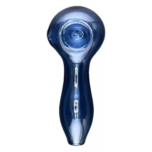 Handcrafted blue glass spoon with transparent handle and smooth surface. Perfect for smoking accessories.