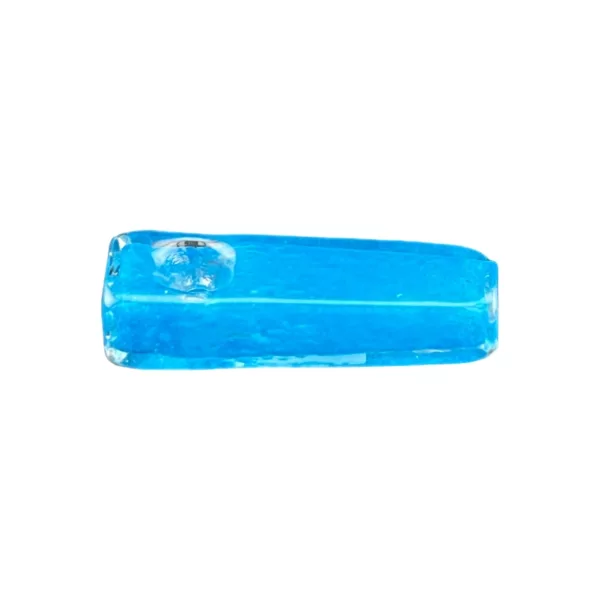 blue glass bottle with a small hole at the top, perfect for smoking.