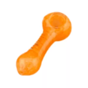 Small, round orange glass pipe with a single hole, available on HP smoking company website.