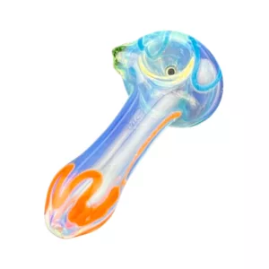 Handcrafted fish-themed bong with clear stem and bowl, made of colored glass - VS48.