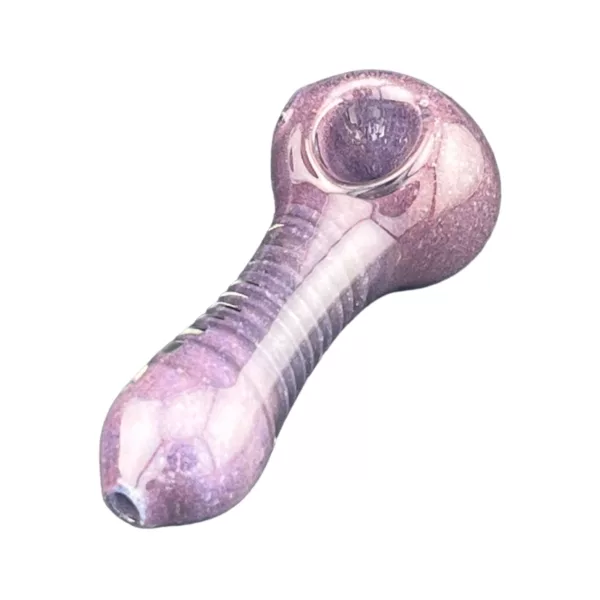 Shiny purple glass pipe with spiral design and round mouthpiece - Oceanic Spiral - vs37.