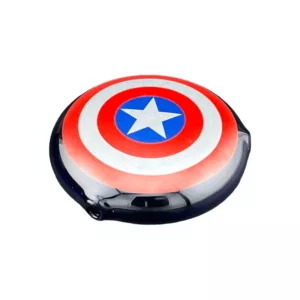 Captain America-inspired shield-shaped hand pipe with eagle and 'Captain's Shield' text on side.