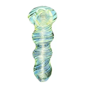 Vibrant green and blue glass sphere, perfect for rolling your favorite herbs. Symmetrical design and eye-catching colors make it a statement piece. #GreenSpheresHP #VSXY44