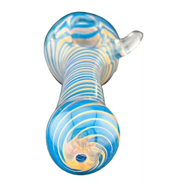 Midnight Twist HP bong with swirl design, blue/yellow striped base, clear stem, no visible wear/damage.
