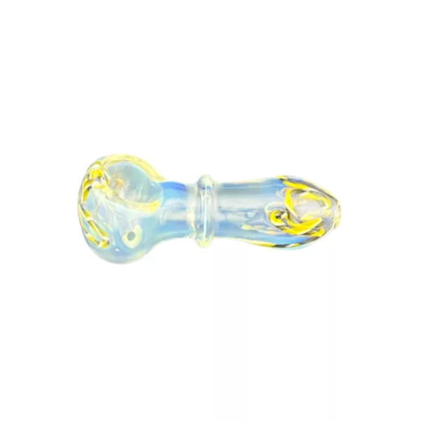 Truffle-shaped bowl, long thin stem, gold & blue patterned glass pipe - VSACHP63.