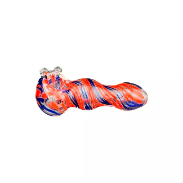 A colorful Hawaiian Flower Head glass pipe with a small, clear bowl and circular handle, suitable for smoking.