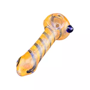 Striking glass pipe with orange & black stripes, perfect for smoking. Get it now at VSACHP78!