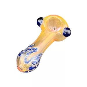 Glass pipe with mesmerizing blue flame at the end.