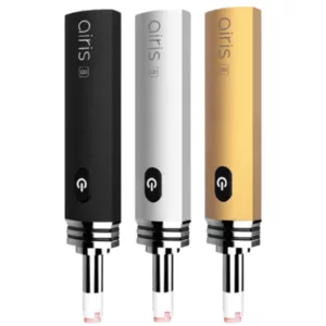 The Airis 8 vaporizer by Airistech has a modern, sleek design made of aluminum with four color options. It's compact and easy to carry.