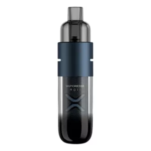 portable vaporizer made of stainless steel with a single button operation for easy use. It has a black and blue color scheme and a modern design.
