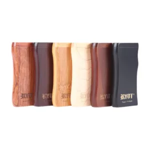 Elegant wooden magnetic holder with matching dugout from RYOT. High-quality wood with intricate carvings and a rustic finish. Strong magnets keep holder securely in place. Sophisticated and sophisticated design.