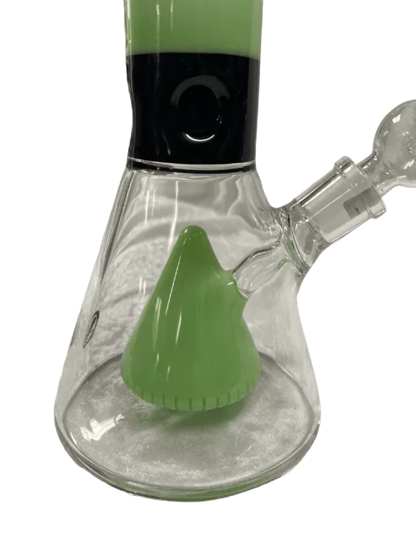 Clear glass beaker with red point and small opening for rolling papers or grinders. Standard size for joints or blunts.