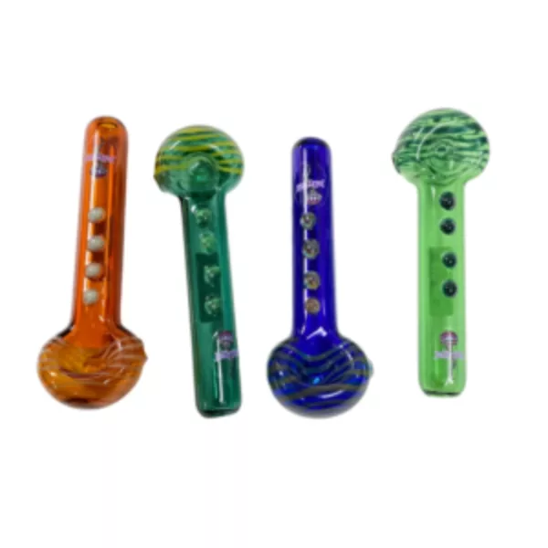 Five unique, colorful jellyfish-shaped glass pipes for smoking.
