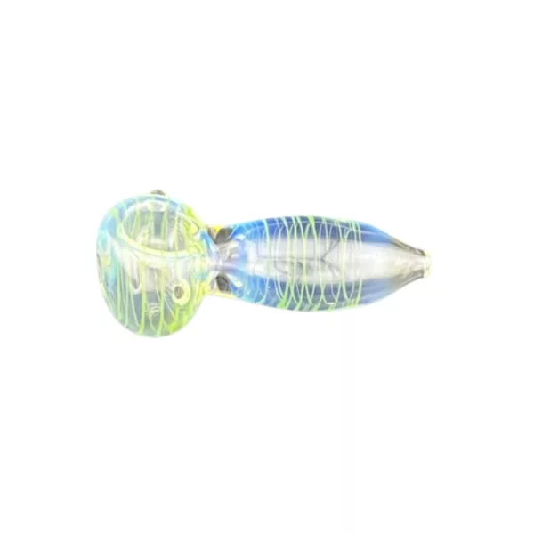 Small blue and green smoking pipe with transparent blue stem - Baby Phat Fume Spoon - VSACHP154.