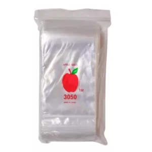 Plastic bags with apple logo for storing tobacco products.