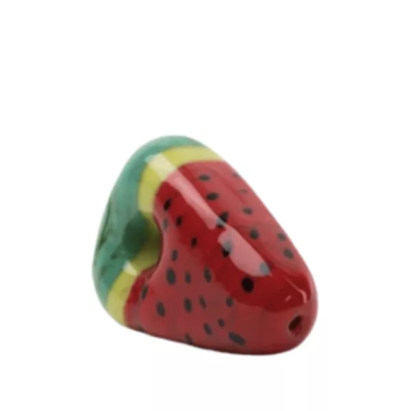 Watermelon Shaped Glass Pipe with Red and Green Sliced Appearance, White Surface - Empire Glass.