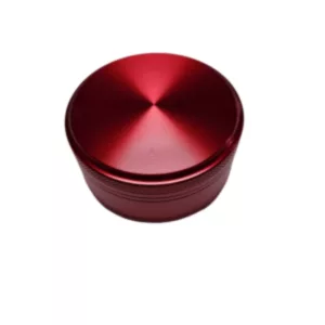 Modern red smoking pipe with metal base and bowl, sleek design, no stem or filter.