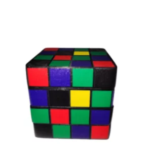 3D puzzle with 26 colored squares on six faces. It was invented by Erno Rubik in 1974 and can be solved by arranging the squares in a specific pattern.