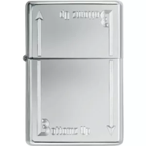 Sleek, modern stainless steel Zippo lighter with mirrored surface and stylish design.