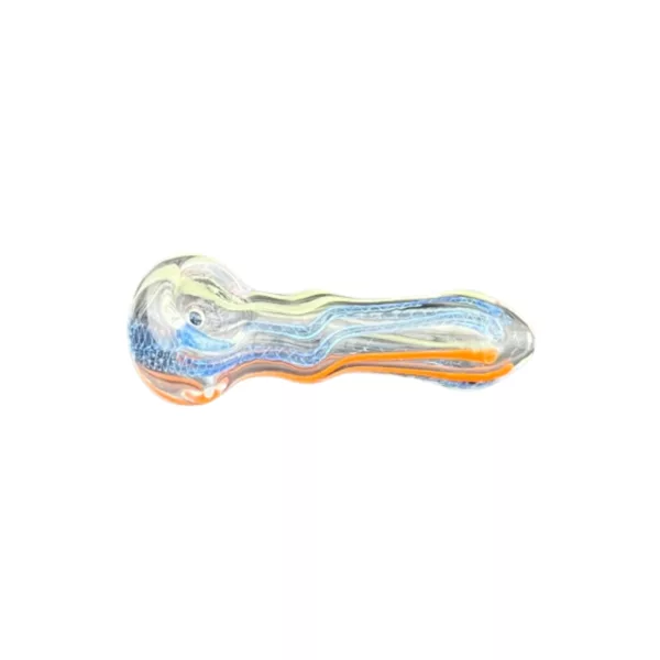 colorful glass bong with a long neck and wide body, designed for use with a water filtration system.