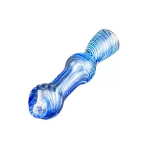 Small, durable glass water pipe with transparent bubble in center for smoke. Suitable for all levels.