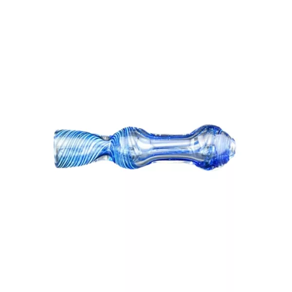 Blue Bubbled Chillum - RR715: Long, tapered shape, smooth surface, easy to use and comfortable to hold. Adds elegance to your smoking experience.