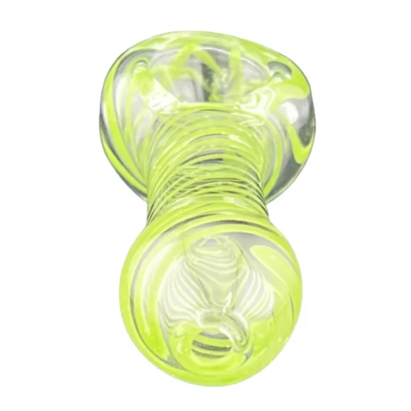 Twisted glass pipe with clear base and white swirls, raised bowl rim. Emerald Twister HP - VSACHP103.