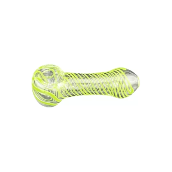 Acrylic Emerald Twiser HP bubbler with green stripe, perforated base and silver stem. Small size for comfortable hand use.