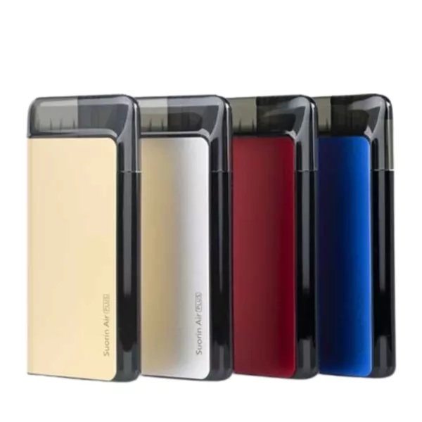Suorin Air Plus e-cigarettes offer a tobacco alternative in a sleek, colorful design. Cartridge with liquid, tank with coil create inhalable aerosol.