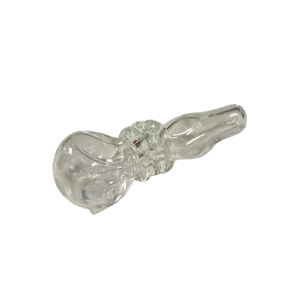 Translucent jellyfish-shaped glass object with bulbous body and three curved tentacles ending in flat bells.