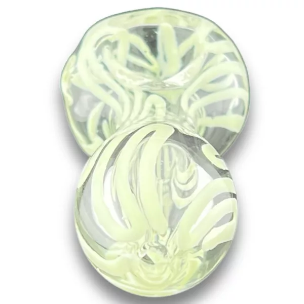 Experience the unique beauty of the Samesies Hand Pipe - VSACHP139, featuring a clear glass bead with a swirled pattern.