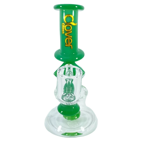 Clear glass bong Candelabra WP-CCWPE521 features small round base, large round bowl, and circular percolator on top.