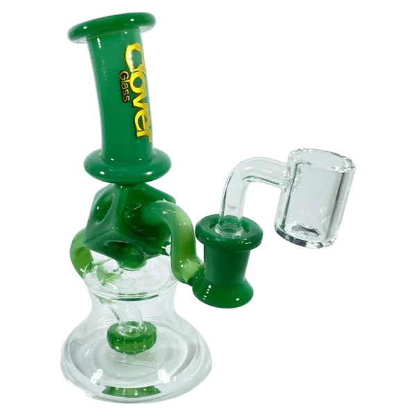 Clear glass bong with periscope downstem, green accents, large base, and straight neck - Candelabra WP-CCWPE521 (BRCD).