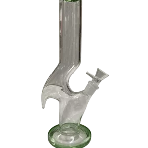 Elegant and unique glass shark fin water pipe with a clear stem and green base. Adds character with its long, curved fin and pointed tail. Small hole on the bottom and top for easy use. Perfect for any smoking enthusiast.