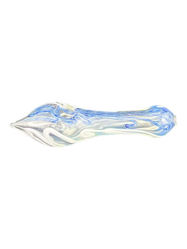 Blue and white swirls on a glass pipe for a unique smoking experience with Conehead HP - ACHP152.