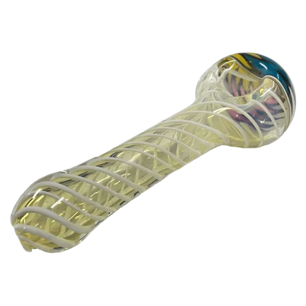 Twisted, transparent hand pipe with spiral finish - CCWPF107.