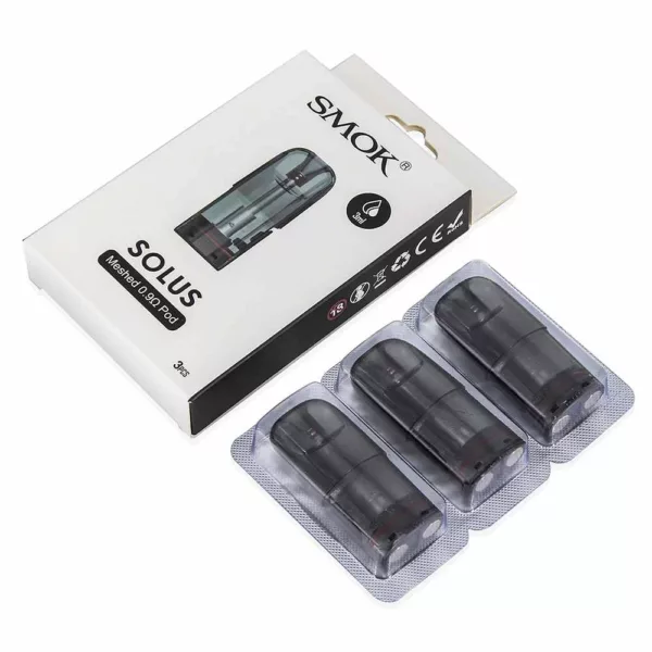 Pack of 3 e-cigarette cartridges with clear tips and metal bases. 'Soul' branding. Black with silver ring. Easy to use and carry.